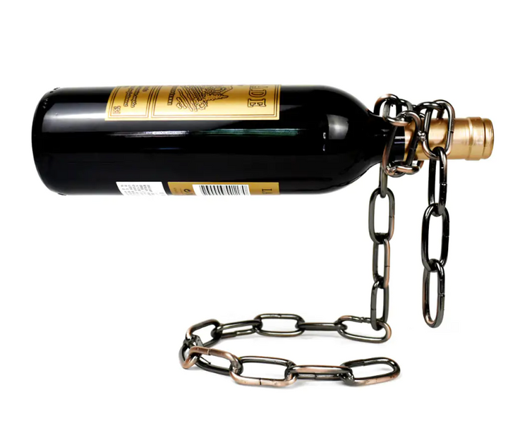 Suporte para garrafa de vinho com corrente de ferro mágico