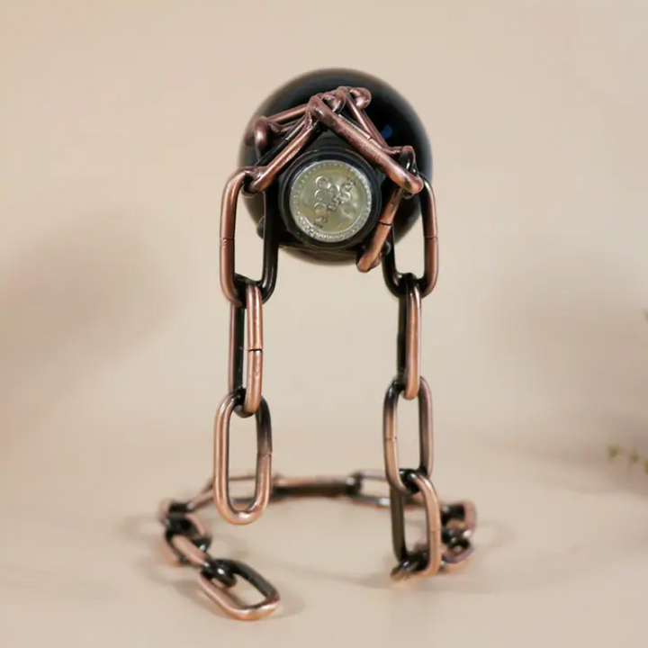 Suporte para garrafa de vinho com corrente de ferro mágico